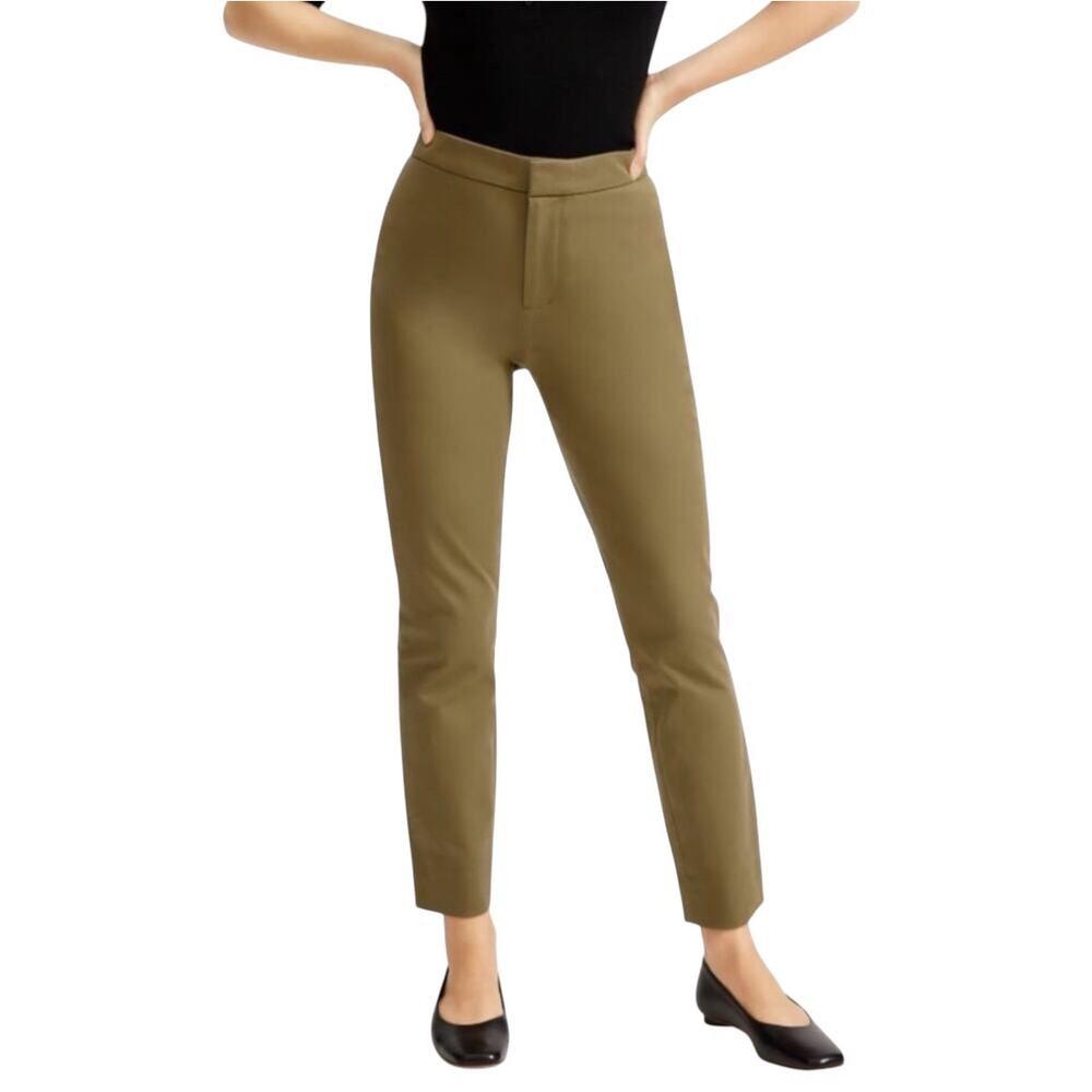 Everlane The Fixed Waist Stretch Cotton Pant in Military Olive Green Pants 4